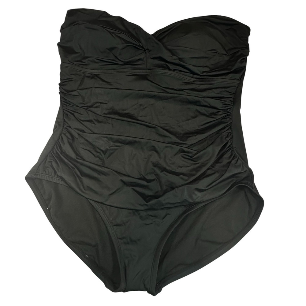 Embrace Your Curves by Miracle Brands One Piece Swimsuit 1X Black Strapless NWOT